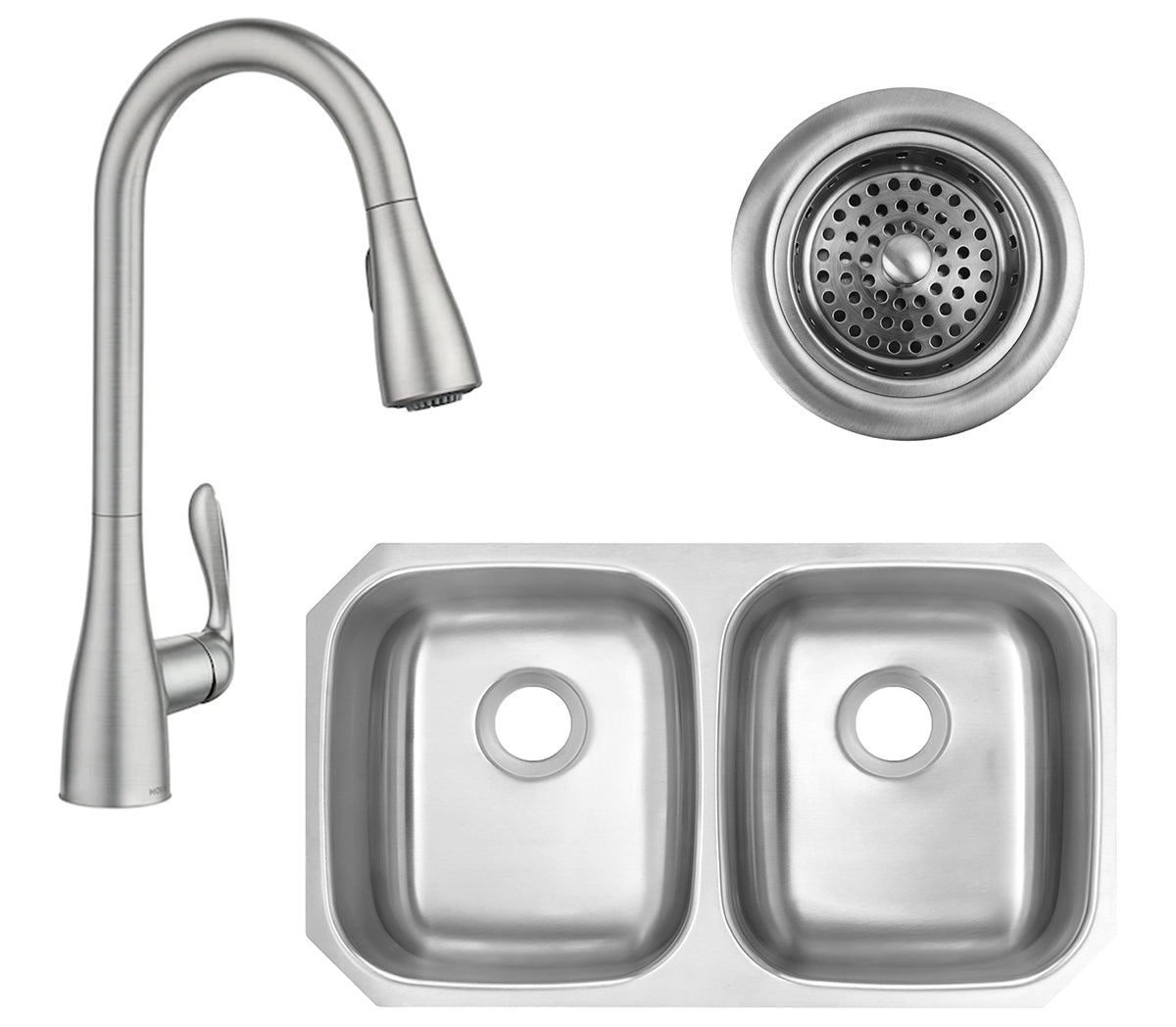 Plumbing connection of each new kitchen or bathroom faucet & drains to new sink